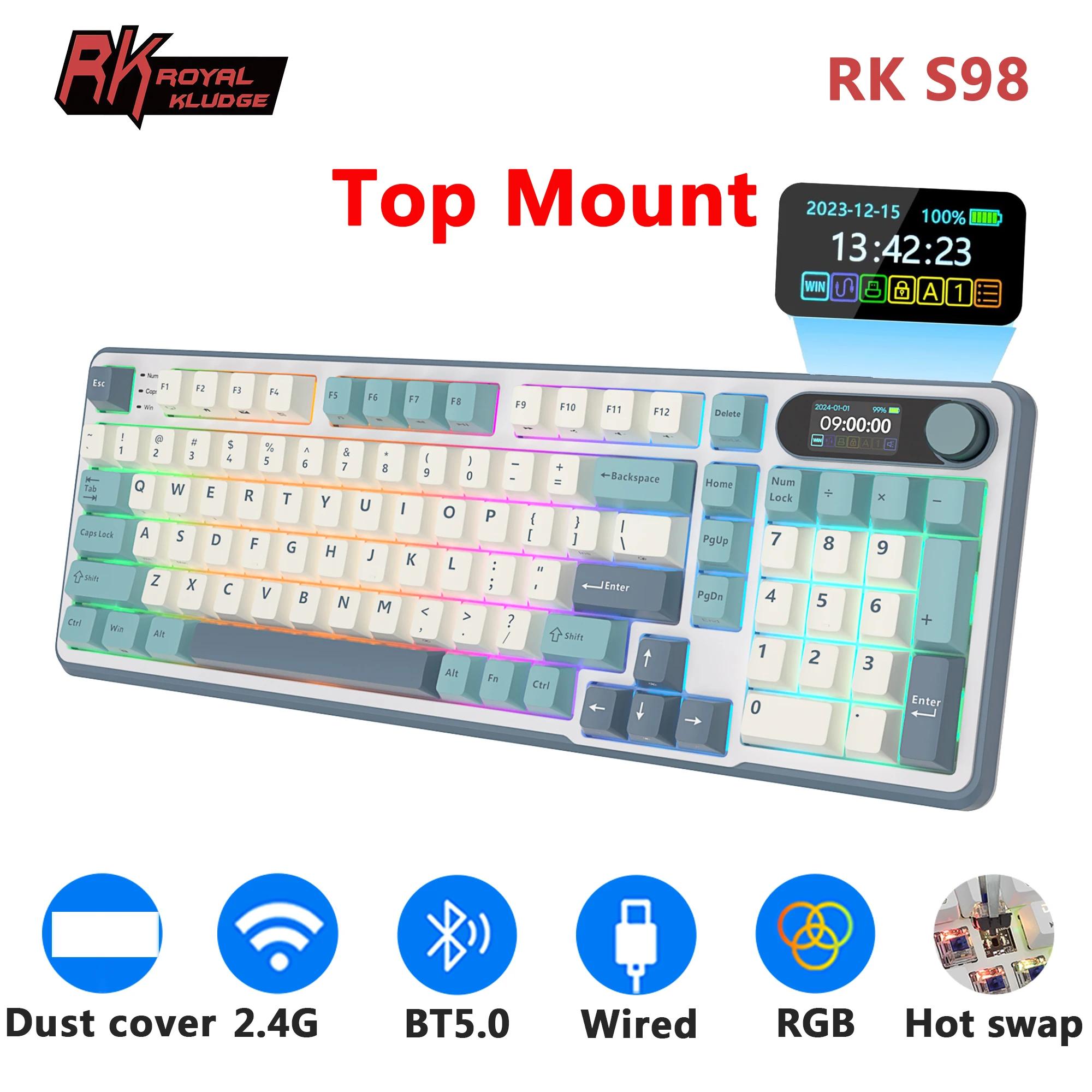 RK ROYAL KLUDGE  ̸ Ű,     Ű, ž Ʈ TFT ũ, 98 Ű, RGB BT5.0, 2.4G, USB-C, S98